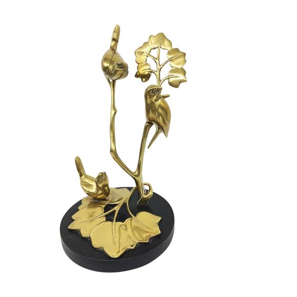 Decorative Crafts Vintage Brass Birds on a Branch - Picture 2 of 8